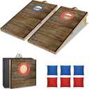 Portable Cornhole Board Set 2 ft x 1 ft Cornhole Set with 6 Bean Bags Foldable Cornhole Game for Kids and Adult Indoor or Outdoor Backyard Corn Hole Toss Games (Dark Wood)