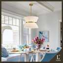 Modern Gold Chandelier Drum Pendant Light for Dining Room 18 Inch