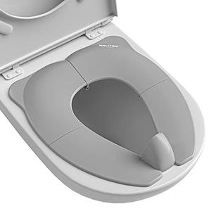 Travel Potty Seat for Toddler & Kid, Maliton Portable Potty Seat with Storage Bag, Foldable Potty for Toddler Travel, Non-Slip Potty Training Toilet Seat Cover with Splash Guard (Grey)