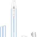 Upgraded Eyebrow Trimmer, Precision Electric Eyebrow Razor for Women Battery-Operated Facial Hair Remover with Comb No Pulling Sensation Painless for Face Chin Neck, Upper-Lip, Peach-Fuzz (Pudriges Blue)