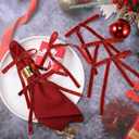 48 Pcs Glitter Velvet Bows for Valentine's Day Decorations Sparkle Valentine Bow for Gift Wrapping 5 x 7 Inch Premade Twist Tie Velvet Bows Ribbon Ornament 3/8'' Wide for Wreaths Decor(Red)