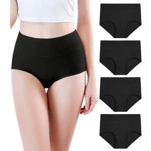 wirarpa Women's Modal Underwear Soft High Waist Briefs Ladies Panties 4 Pack (Regular & Plus Size) (3X-Large)