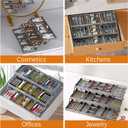 3 Tier Drawer Organizer - Expandable Junk Drawer Organizers Smart Office Supply Organizer, Folding Drawer Storage Multi-level Desk Organizer for Makeup,Jewelry,Cosmetics,Kitchen Storage (1 Row 3 Tier) (Grey)