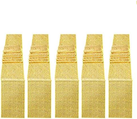 JYFLZQ Gold Sequin Table Runners 12"x72" Pack of 5 Glitter Sequin Fabric Table Linens - Sparkly Runners for Wedding & Birthday Party Decor
