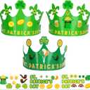 Hooqict 30 Pack St. Patrick's Day Crown Crafts Kit St Patrick's Day Party Favors Green Hats for Classroom Paper Crowns with Shamrock Leprechaun Hat Gold Coin Stickers