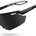 Lamicall 24g Polarized Sports Sunglasses for Men Women - UV400 Protection Sun Glasses Gifts for Running Cycling Baseball (Black Frame-gray Lens)