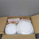 Goodluck 700 Piece Rose Gold Dinnerware Set for 100 Guests, Plastic Plates Disposable for Party, Include: 100 Dinner Plates, 100 Dessert Plates, 100 Paper Napkins, 100 Cups, 100 Silverware Set