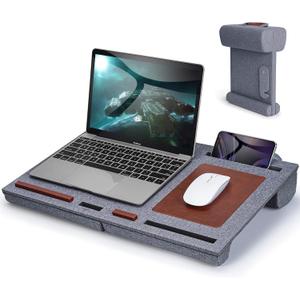 Lap Desk - Fits up to 15.6 inch Laptop Desk, Built in Mouse Pad Portable Lap Stand Lightweight Laptop Table with Phone Holder, Lap Desk Stand for Bed Sofa Home Office, Grey