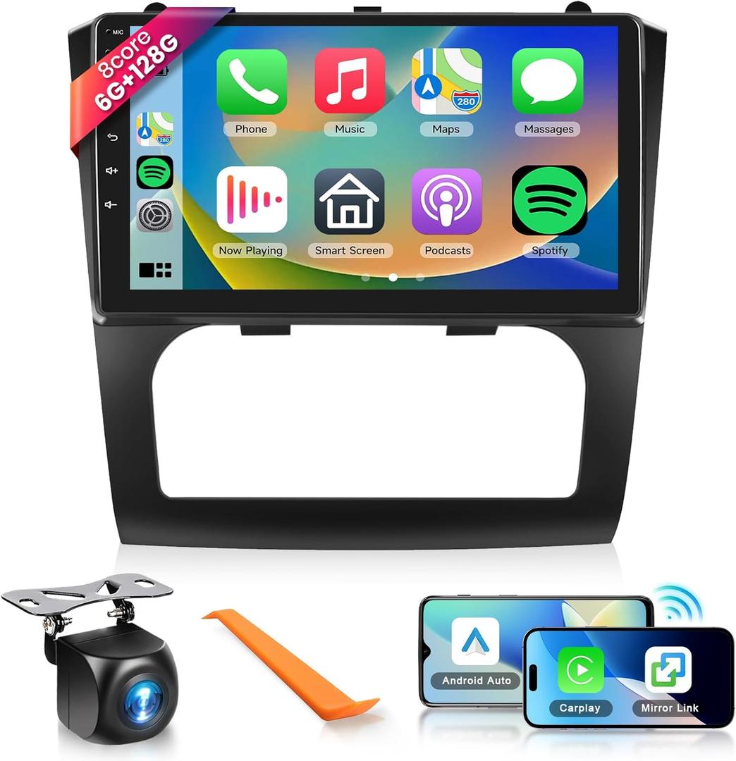 8 CORE 6G+128G Car Radio Stereo for Nissan Altima 2008-2012(Auto A/C) with Wireless CarPlay/Android Auto,9" IPS Android 13 Touch Screen Car Audio,GPS,BT5.0,DSP,WiFi,SWC,AHD Backup Camera