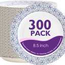 Disposable Paper Plates 8.5 Inch 300 Count, Soak Proof and Cut Resistant Heavy Duty Paper Plates Bulk for Parties, Picnics, Camping, and Everyday Meals (Blue)