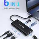 UtechSmart USB C Hub, Ethernet Multiport Adapter 6 in 1 USB C to HDMI Dock Compatible for MacBook Pro/Air, Chromebook, Dell XPS, HP and Type C Devices (Gigabit Ethernet 100W PD 4K HDMI USB 3.0) Black