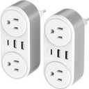 2 Pack European Travel Plug Adapter with USB C, CHUAFIUR International Power Adapter for Italy Spain France Germany, American to European Travel Must Haves - to Most Europe EU (Type C)