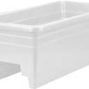 The HC Companies 24 Inch Deck Rail Box Planter Lightweight Outdoor Plastic Plant Pot for Herbs and Flowers, White