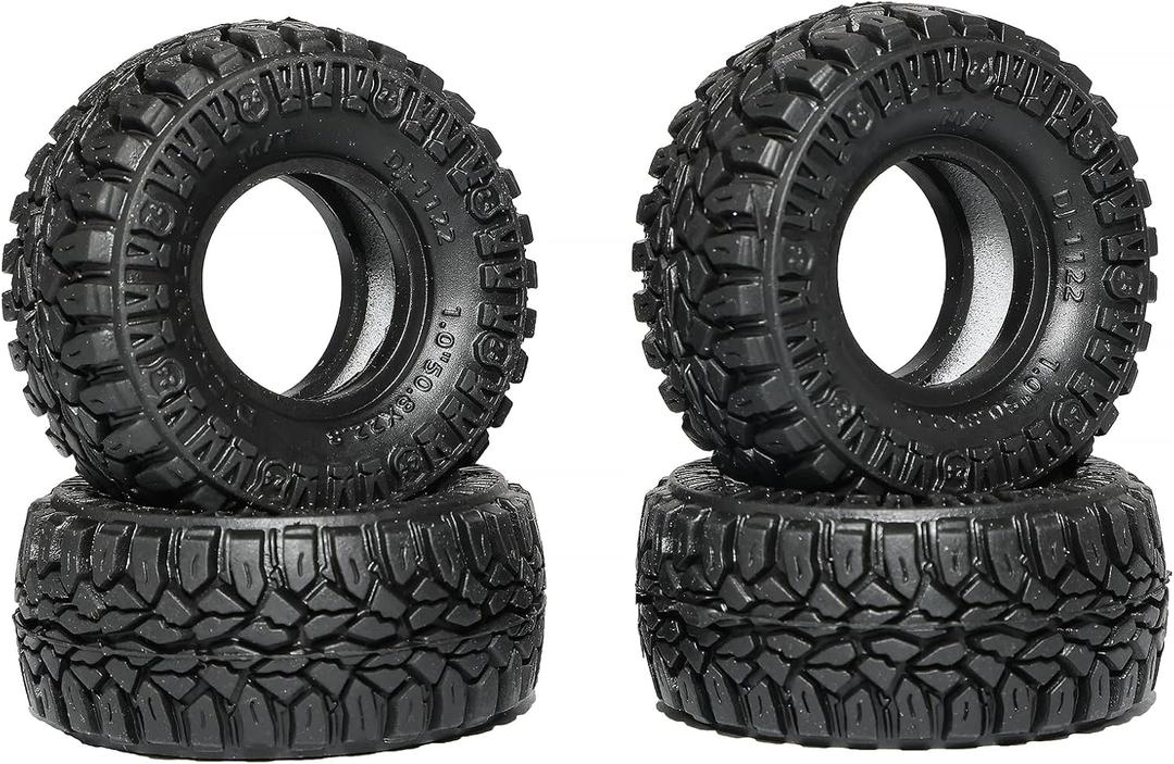 DJCRAWLER 1.0 Inch Sticky Soft Tires 50.8 * 22.8mm for TRX-4M SCX24 1/18 1/24 Wheels Upgrades, High Viscosity RC Crawler MT Rubber Tyre