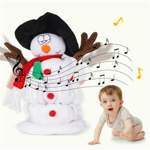 SdeNow Twerking Christmas Snowman Santa Singing Dancing Snowman Santa Claus Animated Plush Toys, 6 English Christmas Songs