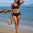 Blooming Jelly Womens 2 Piece Swimsuit Curvy Two Piece Bikini Cute Slimming Ruched 2025 Bathing Suits (Black, S)