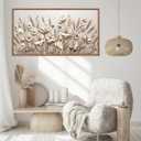 CHDITB 3D Textured Sculptural Wheat Bloom Wall Art,Neutral Beige Wall Decor | Floral Relief Canvas Painting, Warm Soothing Nature‑oriented Artwork Visual Prints for Living Room Bedroom Cottage 40"x20"