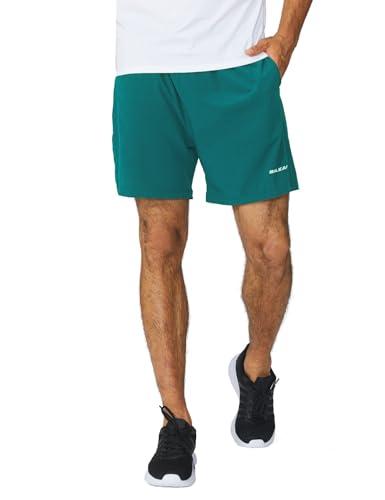 baleaf Men's 5" Running Athletic Shorts Zipper Pocket for Workout Gym Sports Lightweight Quick Dry Teal, Size L
