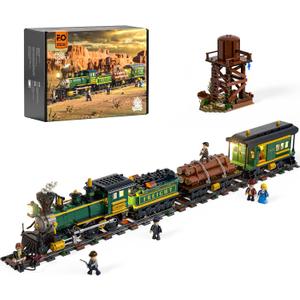 Funwhole Wild West Freight Train Lighting Building-Bricks Set - Classic 4-4-0 Locomotive Model 1524 Pcs Ideas Kit for Adult and Teens Funwhole Wild West Freight Train Lighting Building-Bricks Set - Classic 4-4-0 Locomotive Model 1524 Pcs Ideas Kit for Adult and Teens