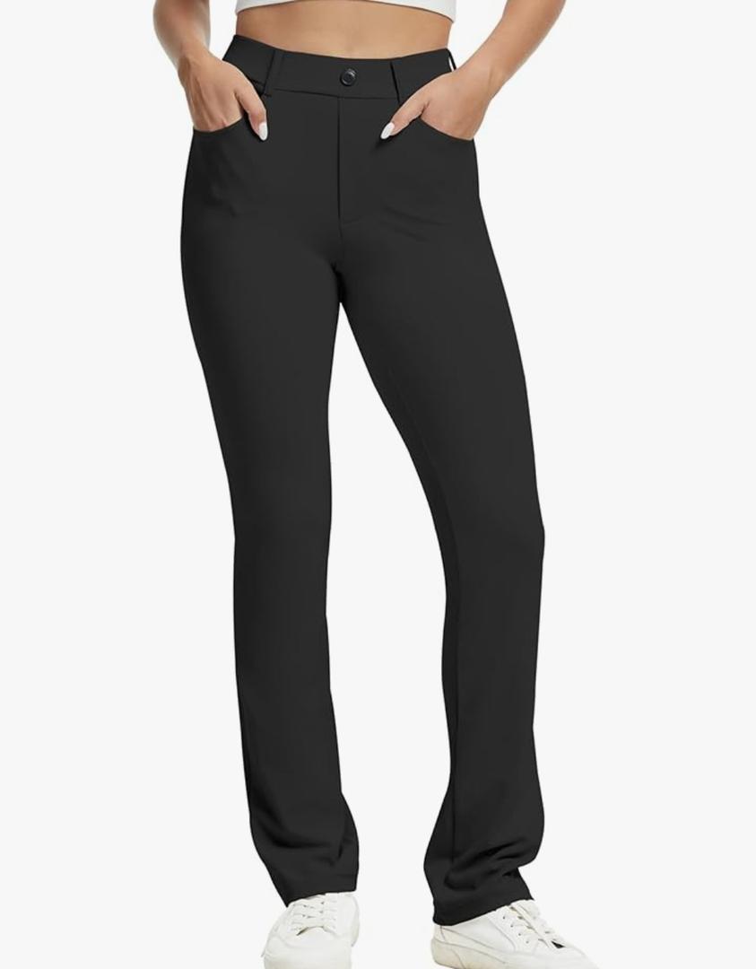 Women’s Stretchy Yoga Dress Pants High Rise Straight Leg with Pockets Casual Petite/Regular, XL