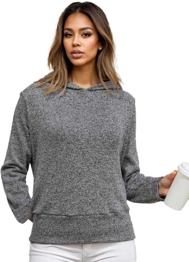 Women Hoodies Sweatshirts Casual Loose Pullover Tops Long Sleeve Fall Shirts Fashion Clothes OneSize (Gray)