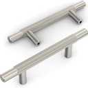 Amerdeco 10 Pack Brushed Satin Nickel Knurled Cabinet Pulls 3 Inch Hole Centers Kitchen Cabinet Handles Hardware Kitchen Handles for Cabinets Handles IH0006