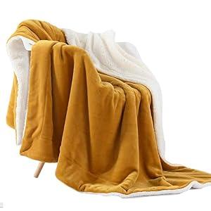 NANPIPER Throw Blanket Warm Sherpa Blanket Soft Fuzzy Plush Reversible Fleece Microfiber for Bed/ Couch(60"x80", Ginger Yellow)