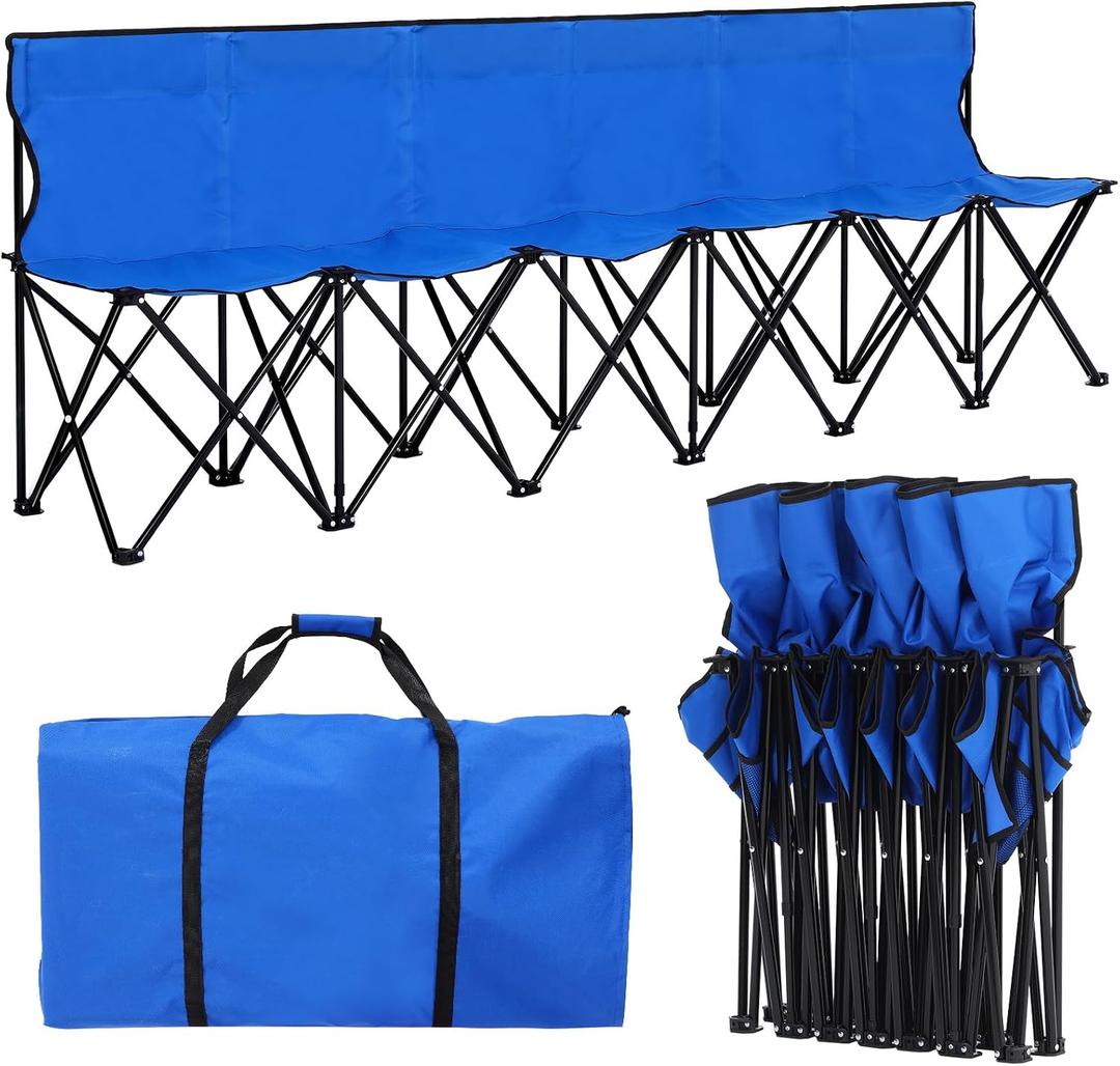 Wenqik Foldable Bench 6 Seat with Back No Assembly, Pocket