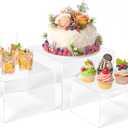 KOLIPI 3Pcs Buffet Risers, Food Risers for Buffet Table, Acrylic Boxes for Display Cube Riser Display Stand for Party Catering Dessert Collectibles, Clear Set (Size 8", 7", 6")