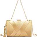 LETODE Women's Elegant Tassel Pendant Silk Evening Bag Clutch Purse for Bride Wedding Prom Night Out Party (Gold)