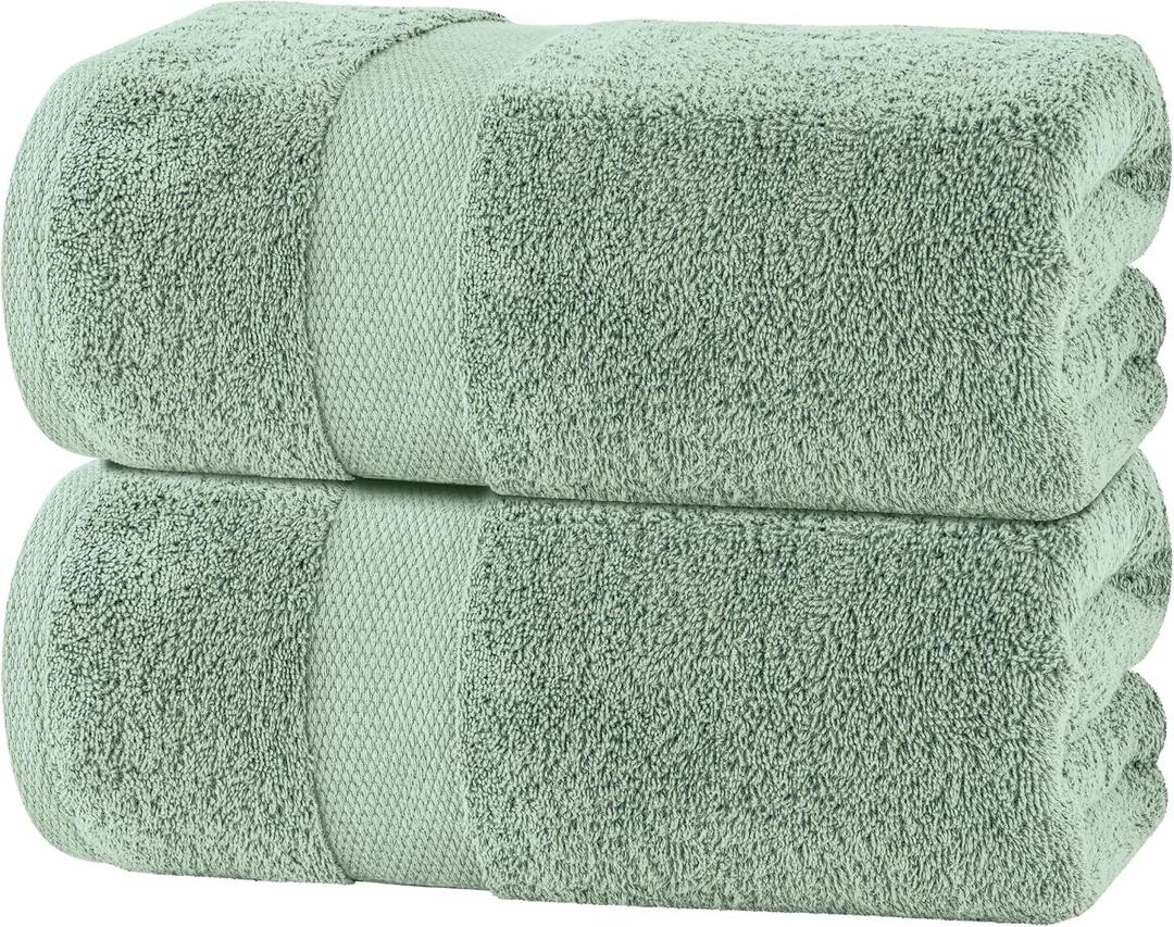 White Classic Luxury Soft Bath Sheet Towels - 650 GSM Cotton Luxury Towels Extra Large 35x70 | Highly Absorbent and Quick Dry | Hotel Quality, Green, 2 Pack