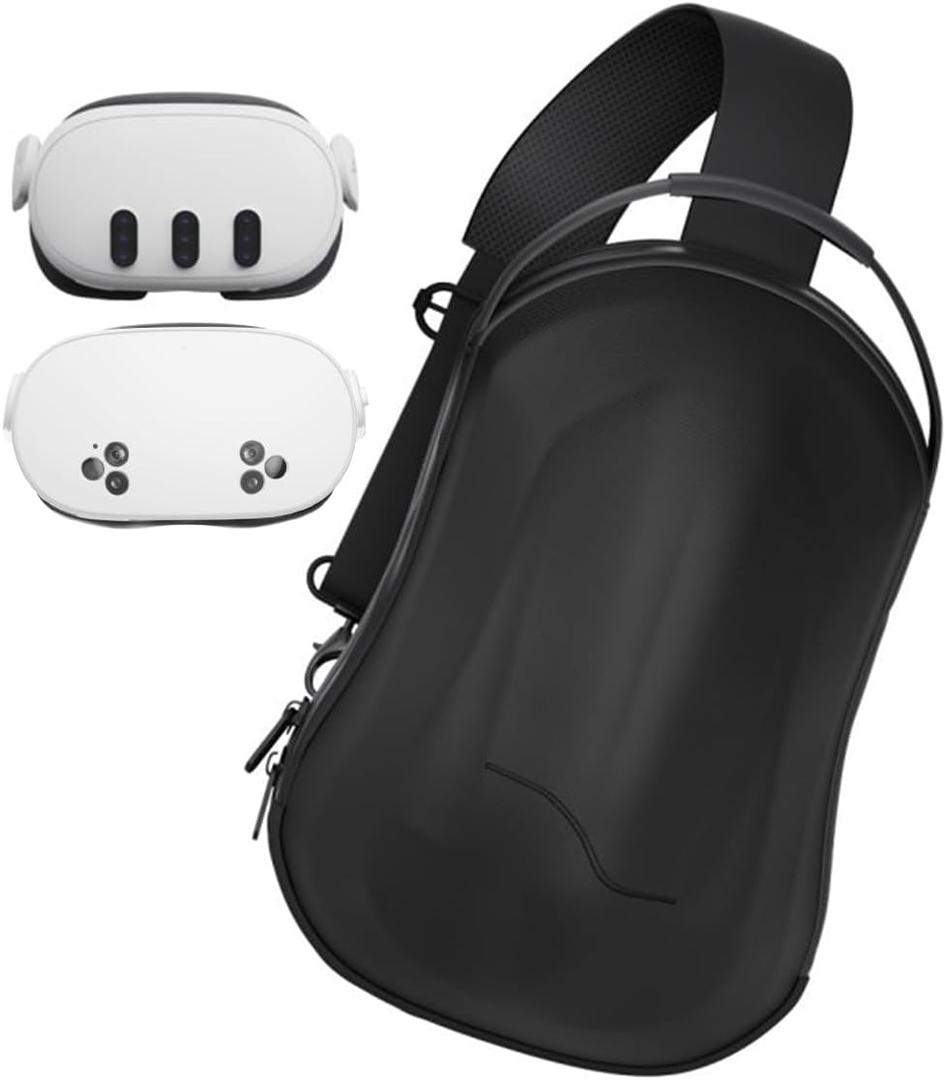 APEXINNO Hard Carrying Case for Meta Quest 3S/3, Large Storage Shoulder Bag, Travel Case Compatible with Battery Head Strap (black)