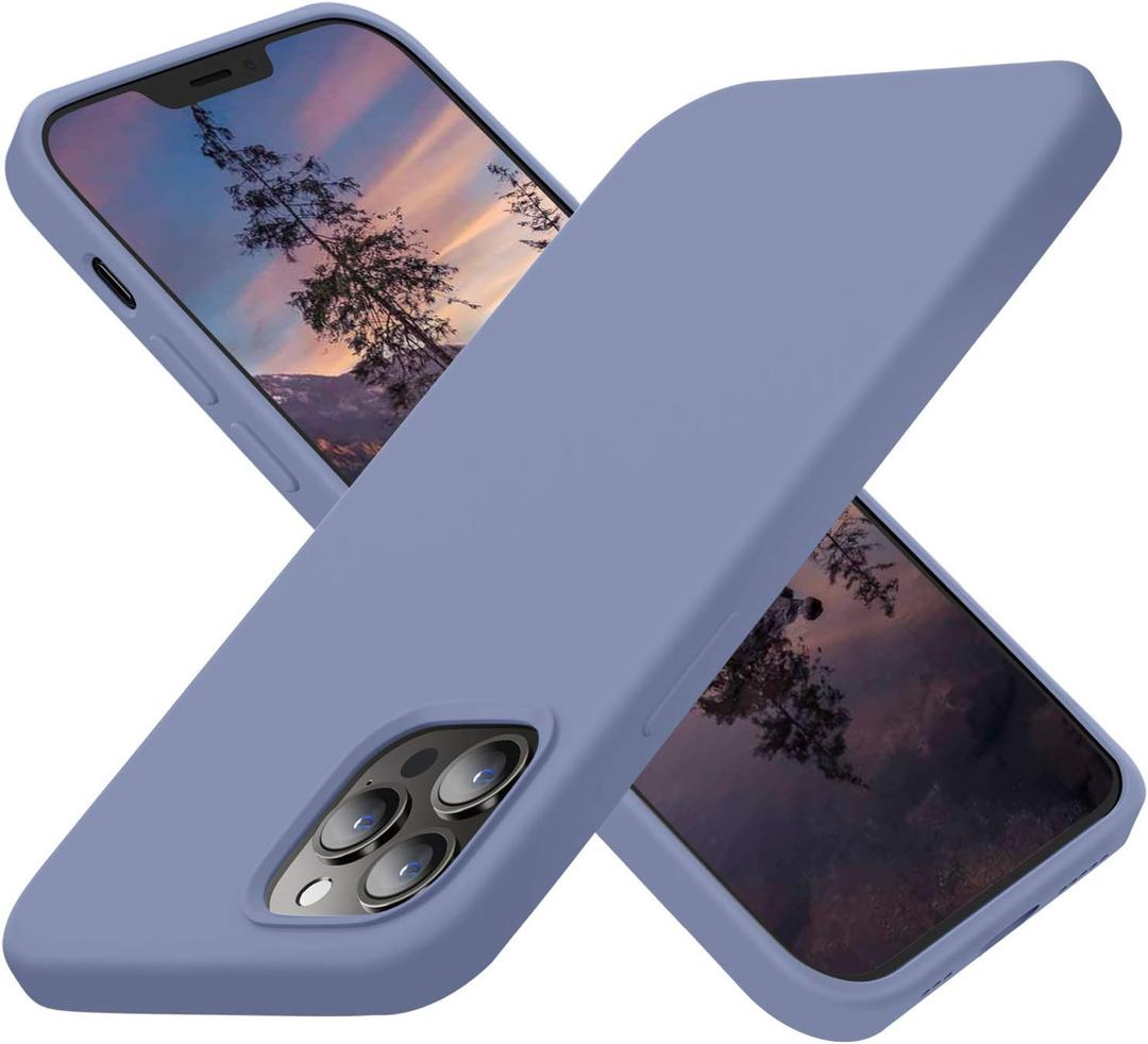 Cordking Compatible with iPhone 12 Pro Max case, Silicone Ultra Slim Shockproof Phone Case with [Soft Anti-Scratch Microfiber Lining], 6.7 inch, Lavender Gray