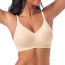 Bras for Women No Underwire - Womens Bralettes Seamless Wireless Padded Bra Comfortable Tshirt Bras (Beige), S