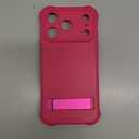 for iPhone 17 Pro Case with Stand, Compatible with MagSafe & Camera Control Button, Rugged Silicone Full Camera Protection Kickstand Magnetic Protective Phone Case for iPhone 17 Pro, Hot Pink