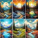 Leatrice 6PCS Landscape Diamond Art Kits for Adults Round Diamond Painting Dot Gem Art Painting Kit for Adults Beginners Women Suitable for Home Wall Art Decor 11.8x15.7 Inches