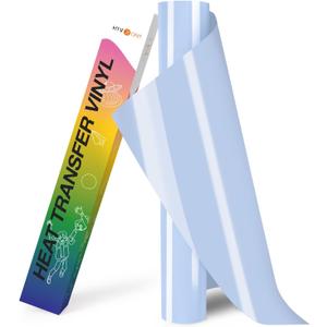 HTVRONT HTV Heat Transfer Vinyl - 12" x 8ft Blue HTV Vinyl for Shirts, Iron on Vinyl Compatible with Cricut Cutting Machine - Easy to Cut & Weed for Heat Transfer Design (Pale Blue)