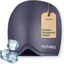 MyHalos Migraine Relief Cap, 30% Thicker, 2X More Cooling Gel - Stays Colder for Longer, Ice Hat, Ice Pack Head Wrap, Cold Headaches & Migraine Mask - Hangover, Tension Headache Relief Cap (Gray)
