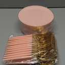 Festiva 200Pcs Pink Gold Cake Plates 6.3" with Forks 5"- Disposable Salad Plates-Pink Dessert Plates-Appetizer Plastic Plates - include 100Plates 100Forks for Party&Wedding&Easter&Valentine's Day