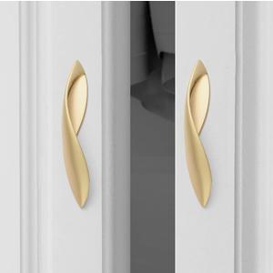 4Pcs Arcuate Pulls Handle Knob,5" C-C Large Modern Elegant Curved Handle Cabinet Pulls,Create a Spatial Aesthetic,S-Shaped Solid Zinc Alloy Drawer Pull (4 Pack, Pearl Gold, 5.0" Hole Centers)