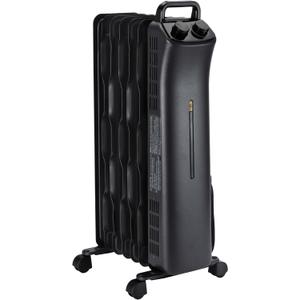 Amazon Basics Portable Oil Space Heater with 7 Oil-Filled Fins, 3 Heat Settings, Adjustable Thermostat, Tip-Over and Overheat Protection, ETL Safety Certificate, 1500W, Black