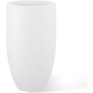 Kante 24 Inch Tall Round Concrete Planter, Large Indoor Outdoor Plant Pots with Drainage Hole and Rubber Plug, Modern Decorative Garden Pots for Home Patio Porch, White