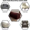 ANARACHON Leather Look Couch Arm Covers Set of 2 Armrest Covers for Sofa Chair Arm Protectors Stretch Armchair Slipcovers with Pockets Washable Spandex Fabric (Medium, Burgundy)
