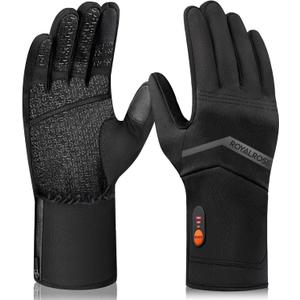 Royalrose Heated Gloves Liners for Men Women, Rechargeable Waterproof Winter Thin Heated Work Gloves with Arthritis Raynaud's Relief for Ski Golf Hiking Driving (Medium, Black-new)