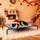STARLATTA Elevated Cooling Dog Bed for Large Dogs,Waterproof Outdoor Pet Cot with Washable Breathable Mesh,Non-Slip Feet,Comfortable Dry Raised Dog Bed,50.8 x 31 x 8 Inches,Blue