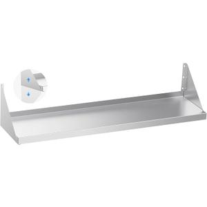 Stainless Steel Shelf Wall Mounted 12" x 48" 320lb, Commercial Stainless Steel Shelves with Reversible Brackets, Heavy Duty Metal Floating Shelving for Kitchen, Restaurant, Garage, Bar