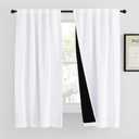 NICETOWN 100% Blackout Window Curtains, Cold and Full Light Blocking Drapes with Black Liner for Nursery, 63 Inches Drop Thermal Insulated Draperies for Loft (Pure White, 2 Pieces, 42 inches Wide)