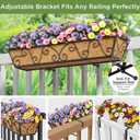 Y&M 30 Inch Window Deck with Coco Liner, Fence Metal Hanging Flower Planter Window Basket Deck Railing Planter Boxes for Outdoor Garden Lawn-Butterfly, 2pcs