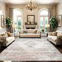 9x12 Area Rug Washable Rug: Ultra Soft Vintage Large Rugs for Living Room, Non-Slip Foldable Machine Washable Area Rugs, Low Pile Indoor Carpet for Bedroom, Nursery, Farmhouse (9'x12', Multicolor)