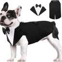 AOFITEE Dog Tuxedo Formal Dog Suit and Bandana Set, Gentle Dogs Wedding Party Suit Bow Tie Shirt, Tuxedo for Small Dogs Costume Outfit with Detachable Bowtie Collar for Christmas Halloween Dress Up (Black)